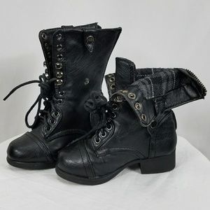 Lace Flannel Fold Cuff Military Boot toddler kids